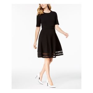 Calvin Klein Black Short Sleeve Fit-and-Flare Mini Dress